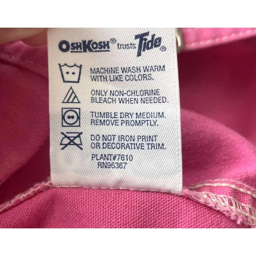 Vintage OshKosh B'gosh Vestbak Girls 4T Overall Shortall Pink Carpenter 90s Y2K